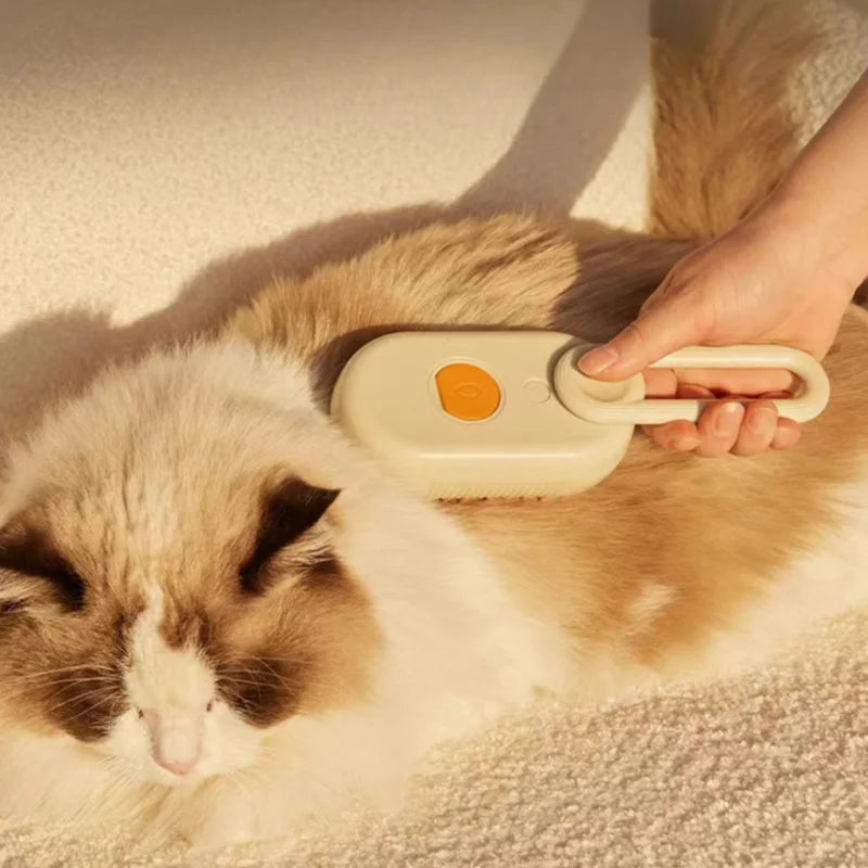 Escova Elétrica 2 em 1 para Remoção de Pelos e Massagem em Pets com Vaporizador - Para Cães e Gatos