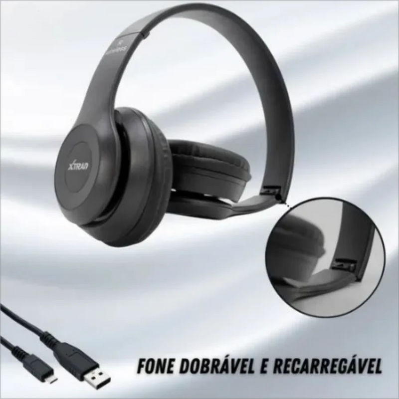 Fone de Ouvido Sem Fio XTRAD LC-815 Extra Bass Bluetooth com Microfone - Dobrável e Confortável