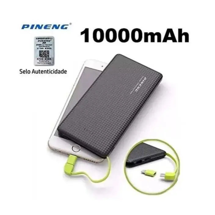 Carregador Portátil Pineng Power Bank 10.000mAh – Compatível com iPhone e dispositivos V8