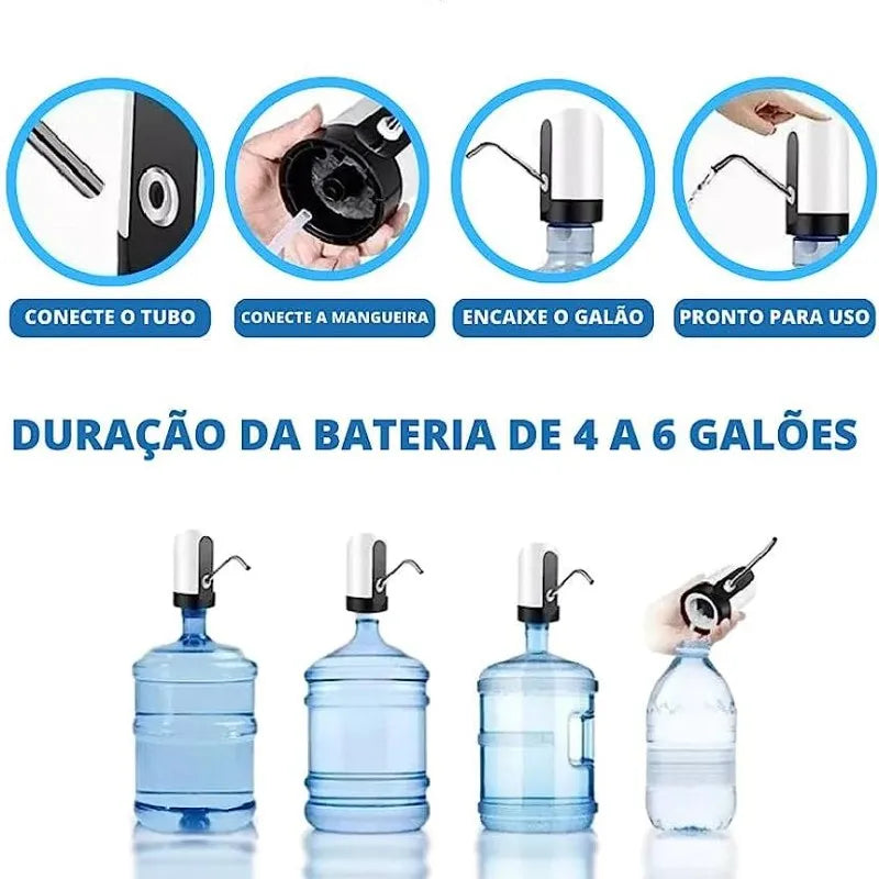 Bomba Elétrica para Galões e Carboys - Recarregável e Universal com Tubo de Silicone