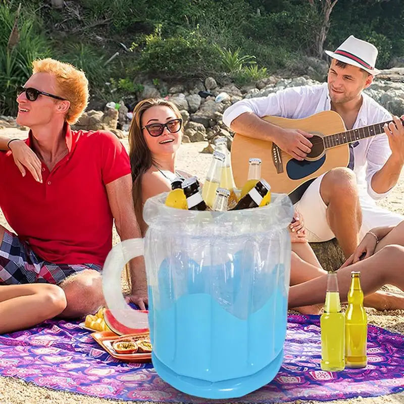 Balde de Gelo Inflável para Festas - Contêiner Portátil para Bebidas, Ideal para Praias, Camping e Festas na Piscina