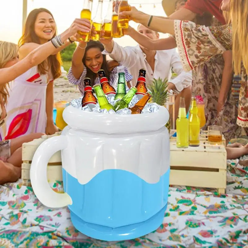 Balde de Gelo Inflável para Festas - Contêiner Portátil para Bebidas, Ideal para Praias, Camping e Festas na Piscina