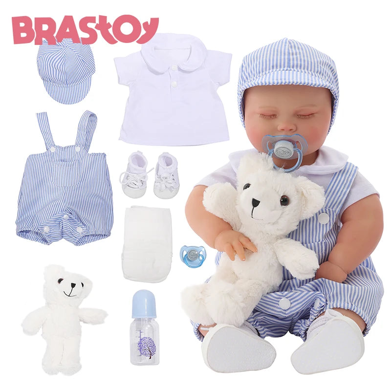 Boneco Baby Reborn Menino 48cm Silicone - Pode Tomar Banho